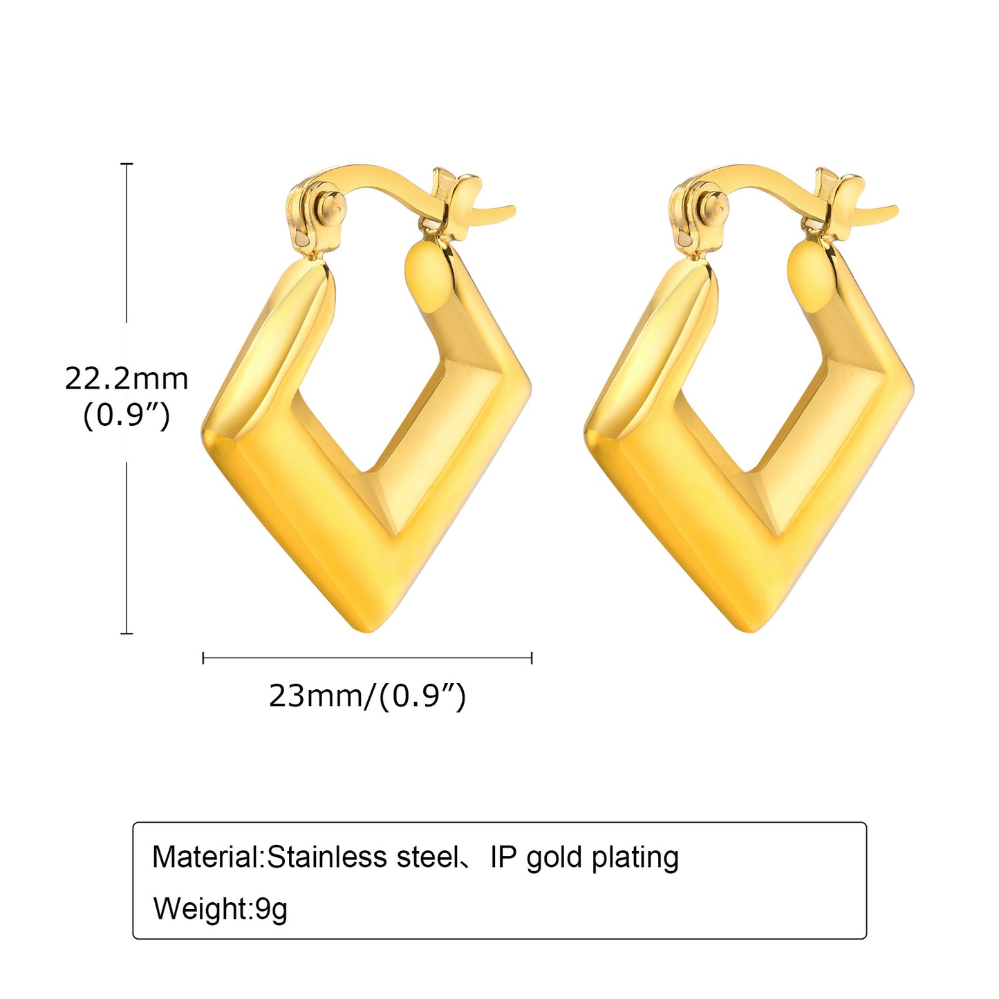 1 Pair Simple Style Solid Color Plating Stainless Steel 18k Gold Plated Earrings