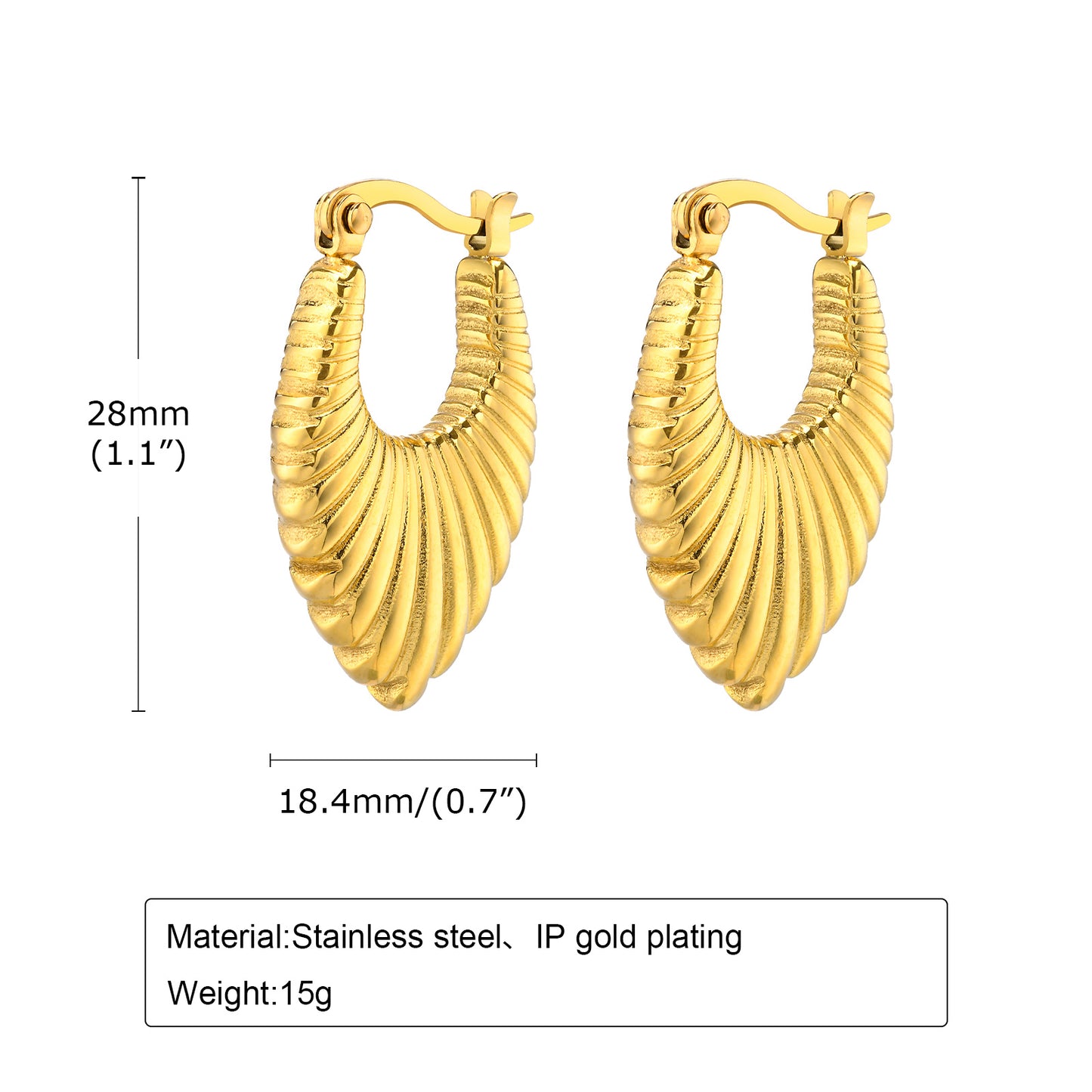 1 Pair Simple Style Solid Color Plating Stainless Steel 18k Gold Plated Earrings