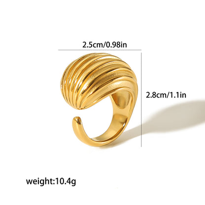 Wholesale Simple Style Commute Water Droplets Stainless Steel Polishing Plating 18k Gold Plated Rings Earrings