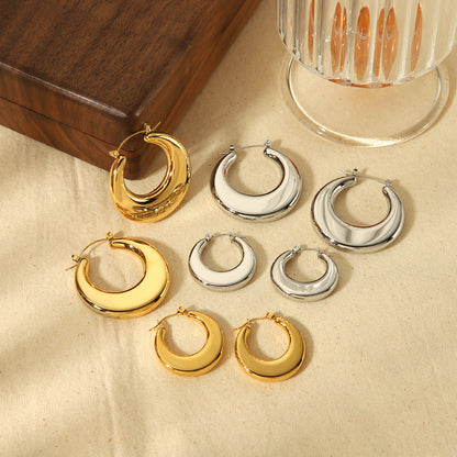 1 Pair Simple Style Commute Solid Color Polishing Plating Stainless Steel 18k Gold Plated Earrings