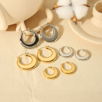 1 Pair Simple Style Commute Solid Color Polishing Plating Stainless Steel 18k Gold Plated Earrings