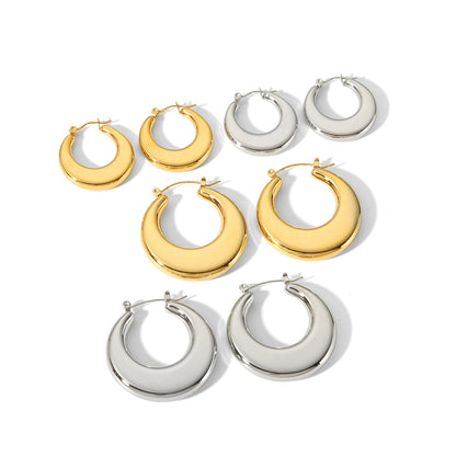 1 Pair Simple Style Commute Solid Color Polishing Plating Stainless Steel 18k Gold Plated Earrings