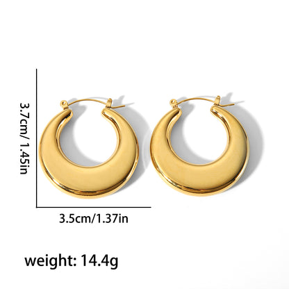 1 Pair Simple Style Commute Solid Color Polishing Plating Stainless Steel 18k Gold Plated Earrings