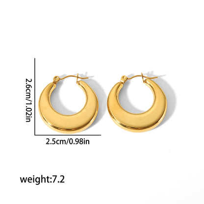 1 Pair Simple Style Commute Solid Color Polishing Plating Stainless Steel 18k Gold Plated Earrings