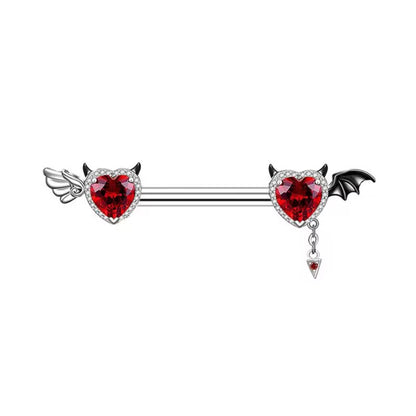 Hip-Hop Rock Punk Bat Stainless Steel White Gold Plated Zircon Belly Ring Nose Ring Nose Studs In Bulk