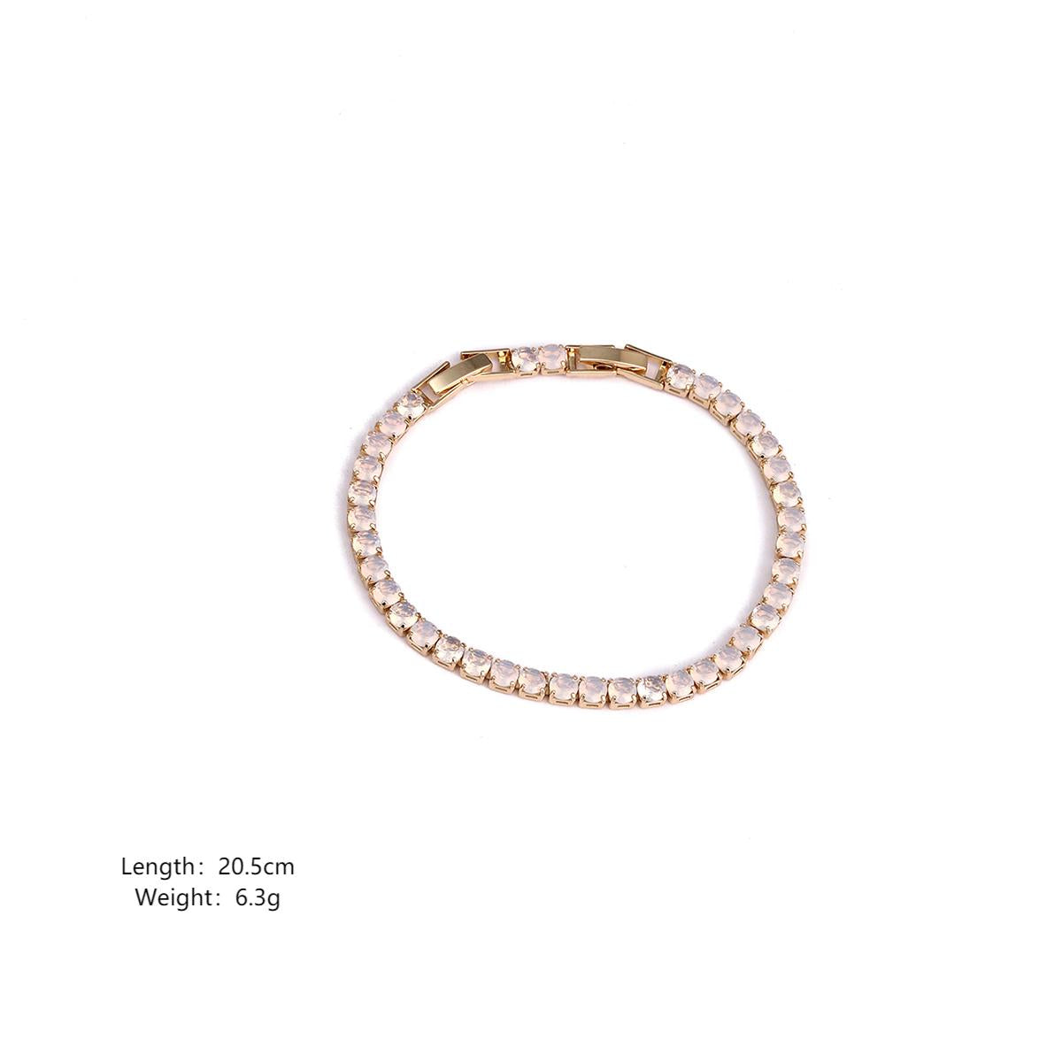 Copper 18K Gold Plated White Gold Plated Elegant Vacation Simple Style Geometric Polishing Inlay Zircon Bracelets