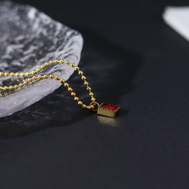 Simple Style Solid Color Titanium Steel Plating Inlay Zircon Gold Plated Pendant Necklace