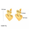 1 Pair Simple Style Heart Shape Plating Stainless Steel Drop Earrings Ear Studs