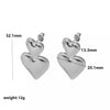 1 Pair Simple Style Heart Shape Plating Stainless Steel Drop Earrings Ear Studs