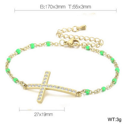 Simple Style Commute Cross Titanium Steel Inlay Rhinestones Women's Bracelets