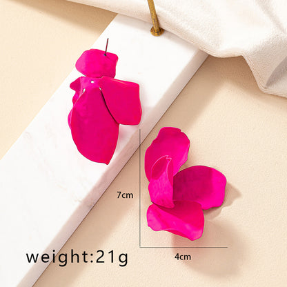 1 Pair Original Design Exaggerated Flower Plating Iron Gold Plated Ear Studs