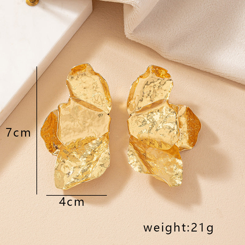 1 Pair Original Design Exaggerated Flower Plating Iron Gold Plated Ear Studs