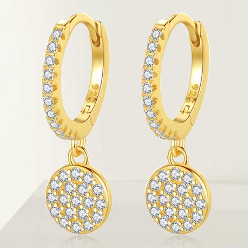 1 Pair Ig Style Simple Style Round Plating Inlay Sterling Silver Zircon Gold Plated Drop Earrings