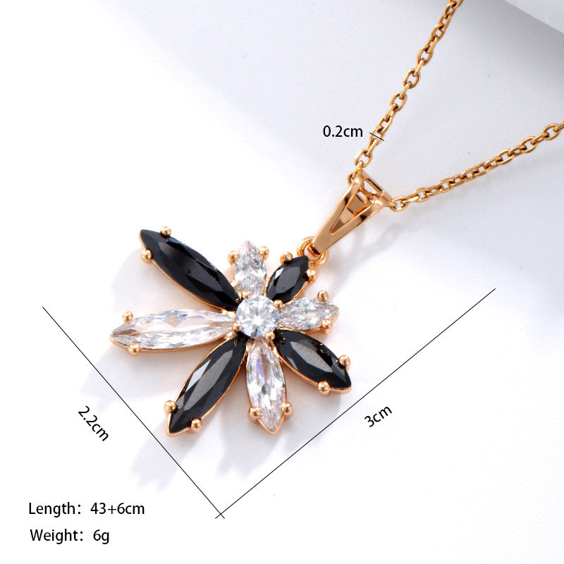 Xuping Simple Style Flower 18k Gold Plated Artificial Gemstones Copper Alloy Wholesale Pendant Necklace