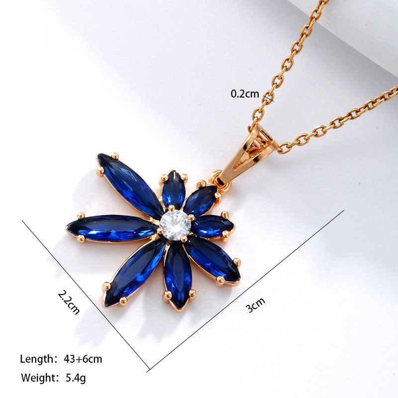 Xuping Simple Style Flower 18k Gold Plated Artificial Gemstones Copper Alloy Wholesale Pendant Necklace