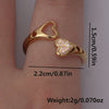 Cute Sweet Animal Heart Shape Mermaid Copper Plating Inlay Zircon 18k Gold Plated Women's Open Rings