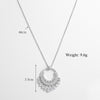 Elegant Circle Sterling Silver Plating Hollow Out Inlay Zircon White Gold Plated Rhodium Plated Pendant Necklace