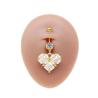 Simple Style Commute Clouds Heart Shape Shell Stainless Steel Alloy Copper Plating Inlay Rhinestones Zircon White Gold Plated Gold Plated Belly Ring