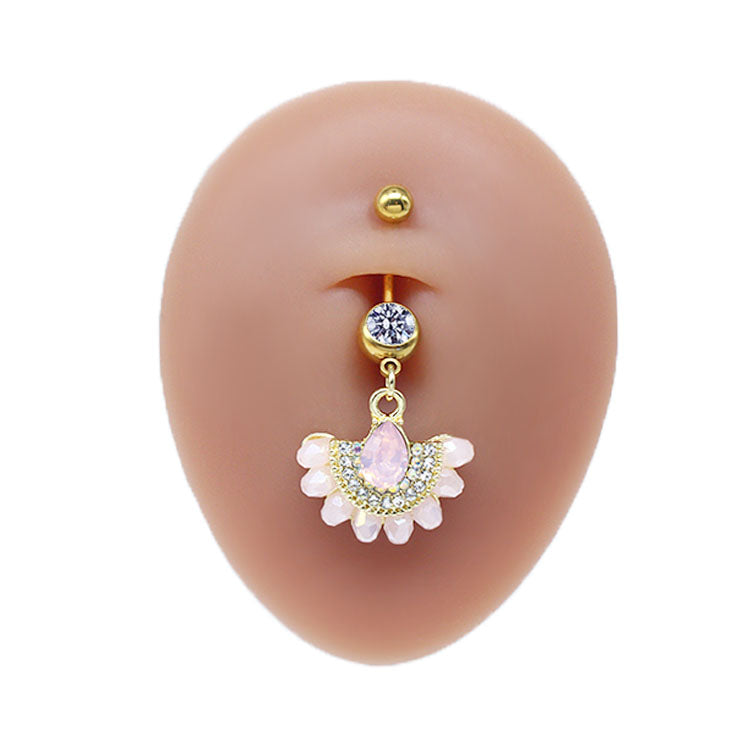 Simple Style Commute Clouds Heart Shape Shell Stainless Steel Alloy Copper Plating Inlay Rhinestones Zircon White Gold Plated Gold Plated Belly Ring