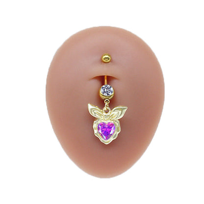 Simple Style Commute Clouds Heart Shape Shell Stainless Steel Alloy Copper Plating Inlay Rhinestones Zircon White Gold Plated Gold Plated Belly Ring