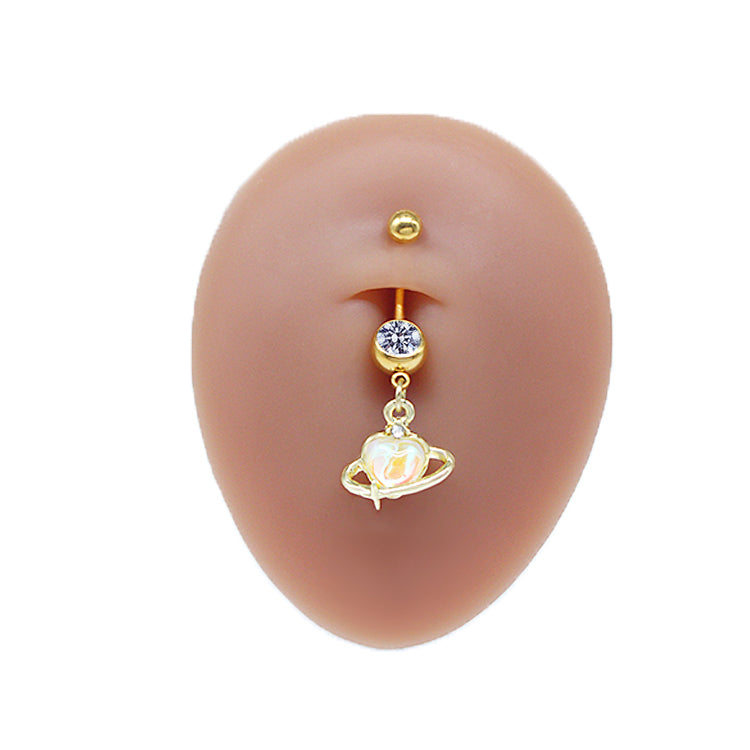 Simple Style Commute Clouds Heart Shape Shell Stainless Steel Alloy Copper Plating Inlay Rhinestones Zircon White Gold Plated Gold Plated Belly Ring