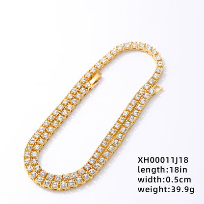 Hip-hop Round Copper Zircon Bracelets Necklace In Bulk