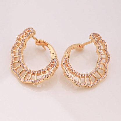 1 Pair Elegant Geometric Starry Sky Shell Plating Inlay Copper Zircon 18k Gold Plated Ear Studs