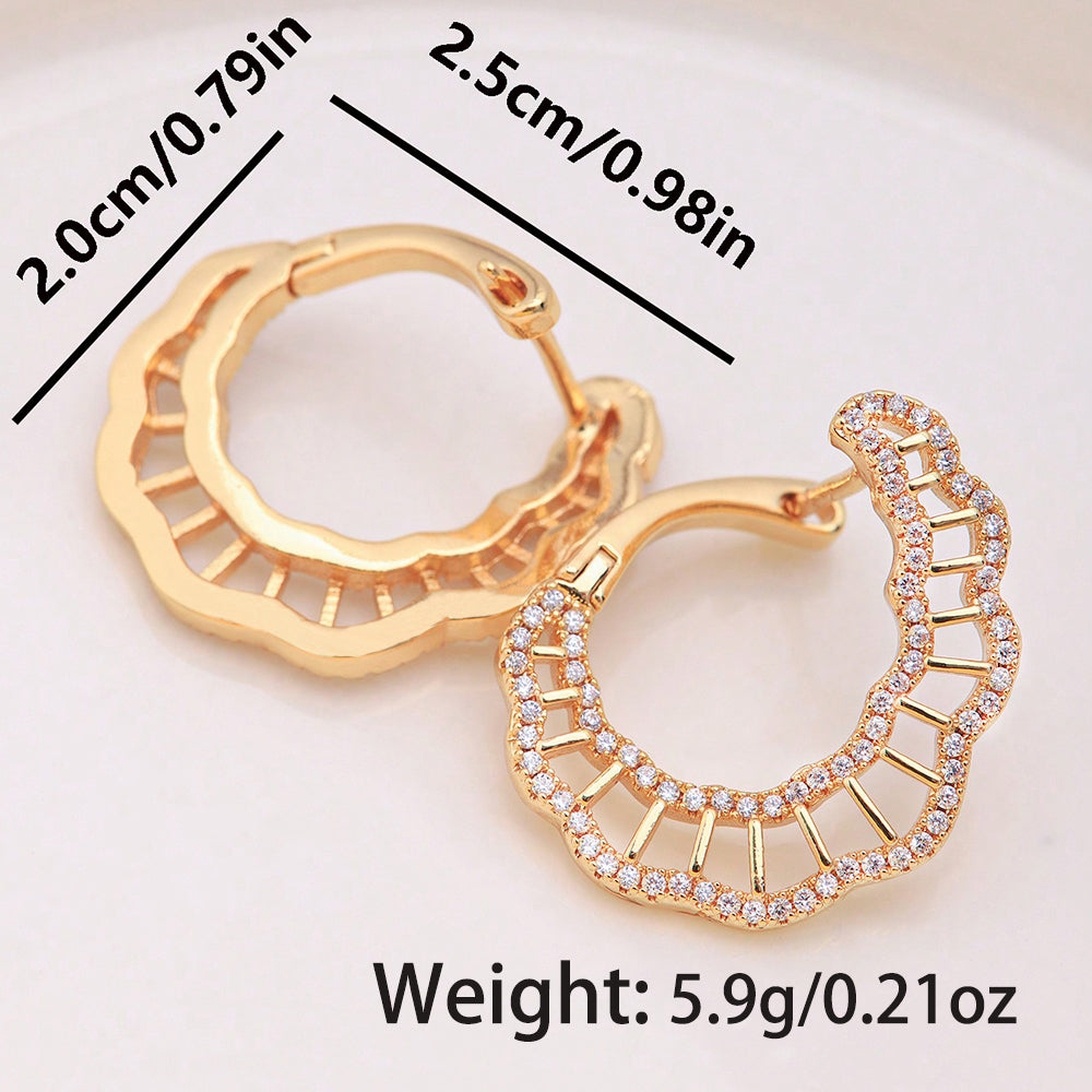 1 Pair Elegant Geometric Starry Sky Shell Plating Inlay Copper Zircon 18k Gold Plated Ear Studs