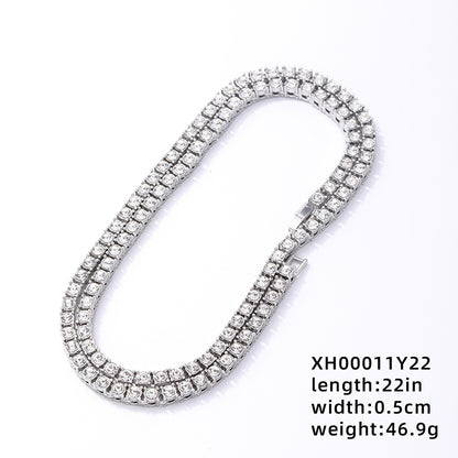 Hip-hop Round Copper Zircon Bracelets Necklace In Bulk