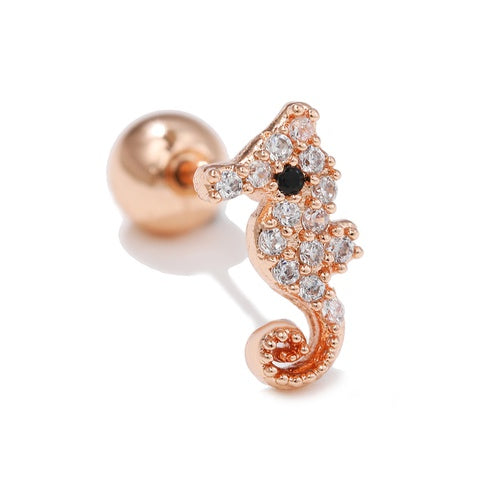 Fashion Flower Brass Inlay Zircon Ear Studs 1 Piece