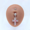 Sweet Artistic Cross Round Heart Shape Stainless Steel Copper Plating Inlay Rhinestones White Gold Plated Gold Plated Belly Ring