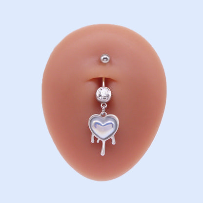 Sweet Artistic Cross Round Heart Shape Stainless Steel Copper Plating Inlay Rhinestones White Gold Plated Gold Plated Belly Ring