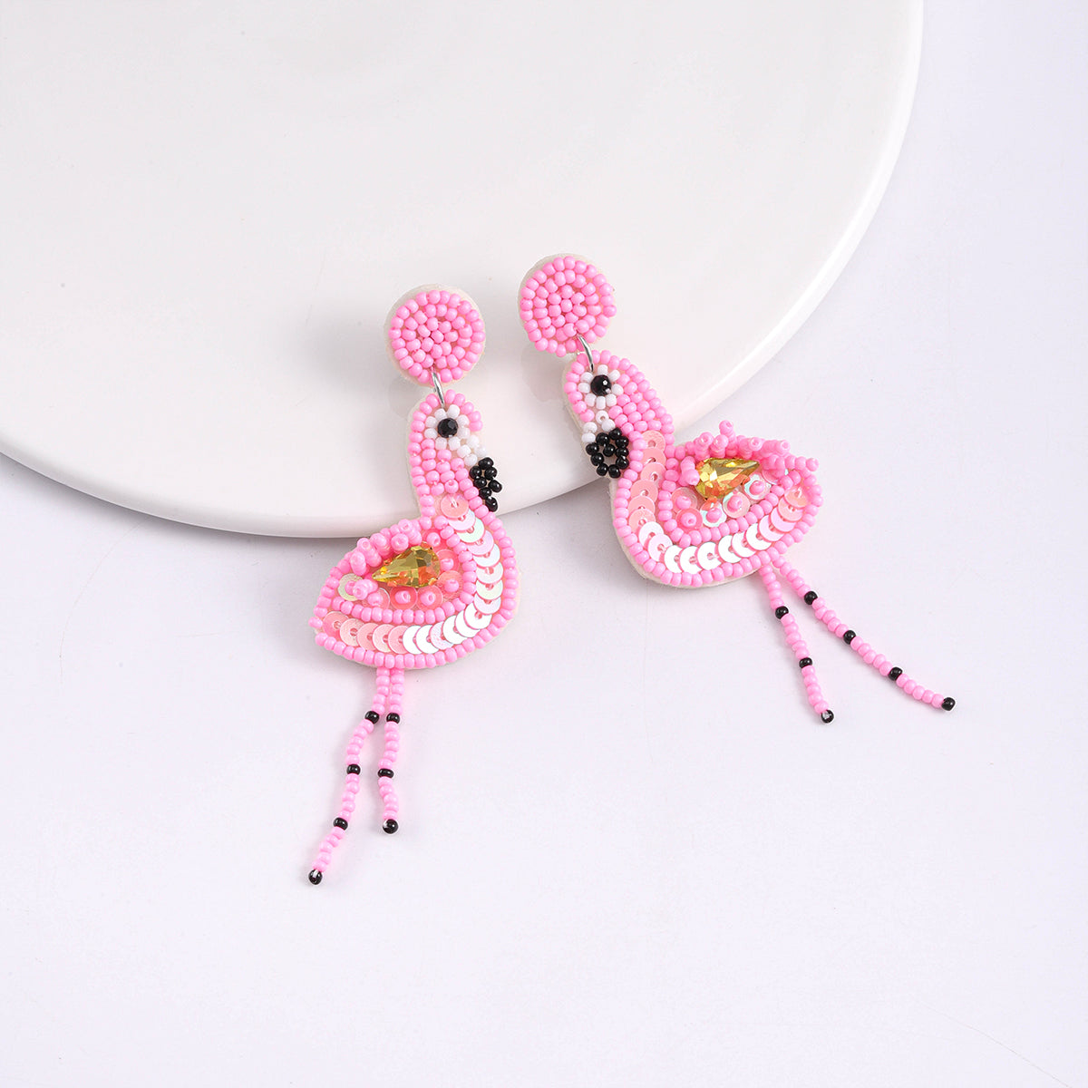 1 Pair Casual Hawaiian Tropical Flamingo Plastic Cloth Drop Earrings