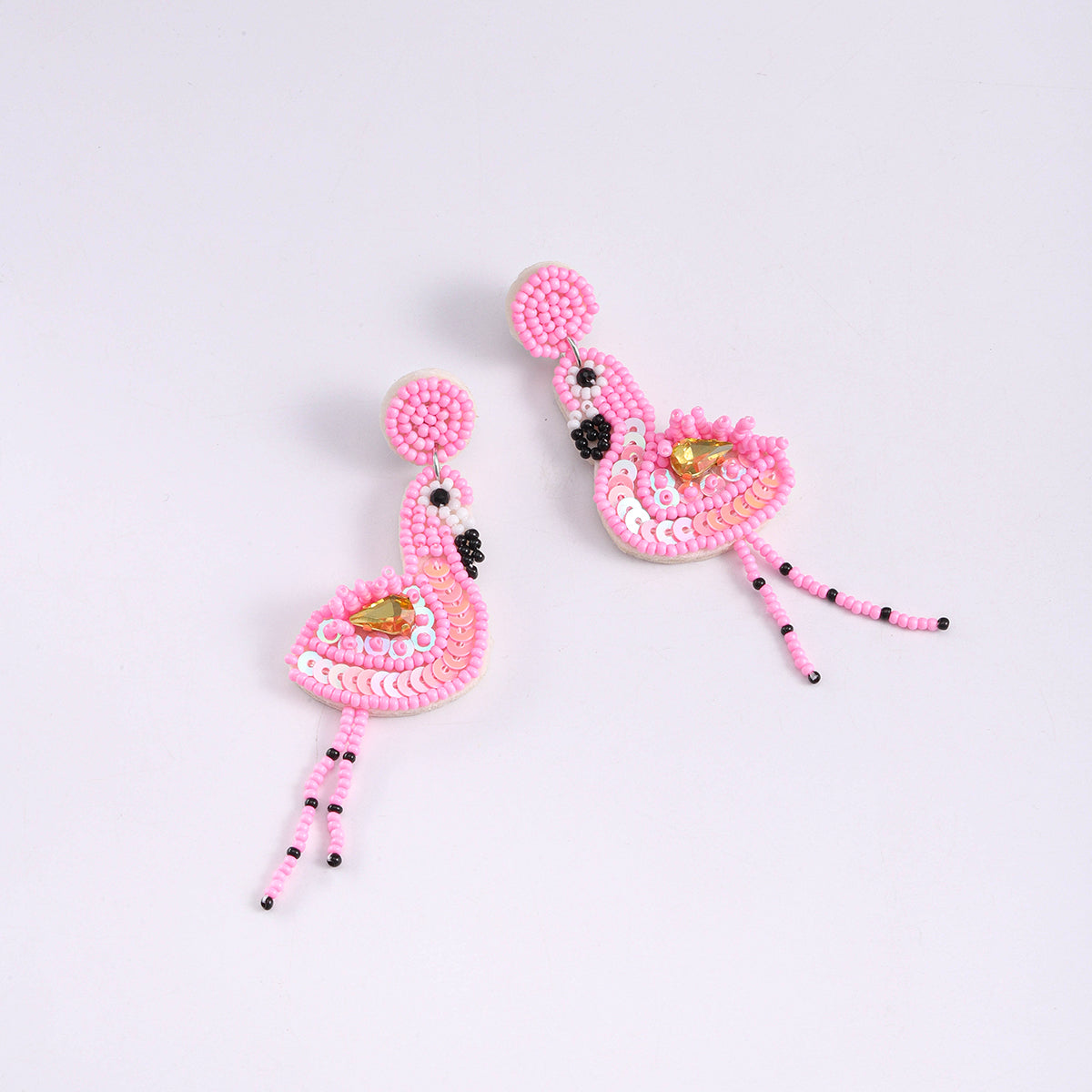 1 Pair Casual Hawaiian Tropical Flamingo Plastic Cloth Drop Earrings