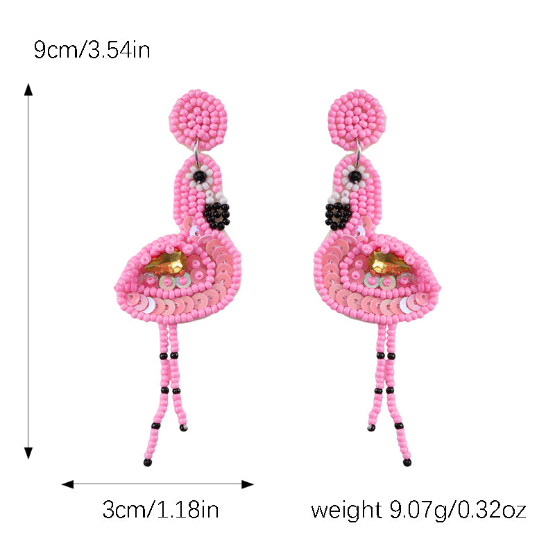 1 Pair Casual Hawaiian Tropical Flamingo Plastic Cloth Drop Earrings