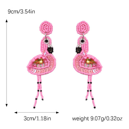 1 Pair Casual Hawaiian Tropical Flamingo Plastic Cloth Drop Earrings