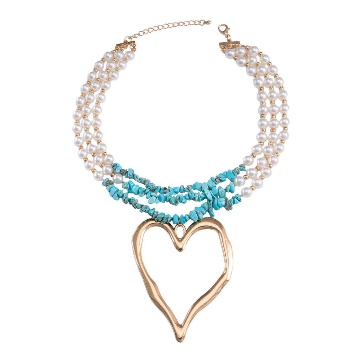 Elegant Heart Shape Imitation Pearl Beaded Gold Plated Silver Plated Women's Pendant Necklace