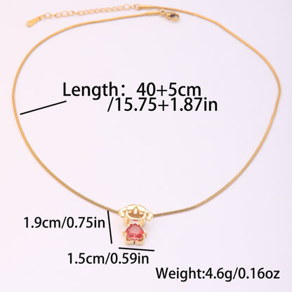 Romantic Sweet Human Titanium Steel Copper 18k Gold Plated Zircon Pendant Necklace In Bulk