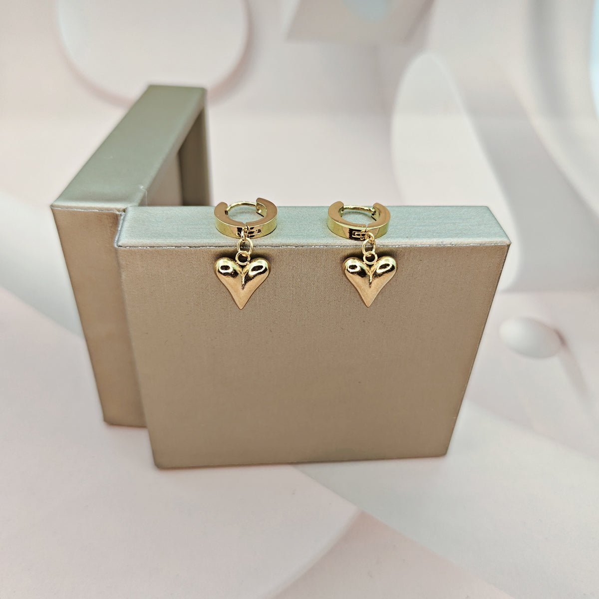 1 Piece Elegant Heart Shape Stamping Plating Stainless Steel 18k Gold Plated Drop Earrings