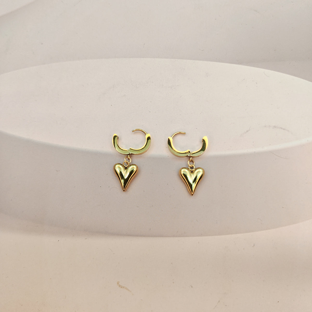 1 Piece Elegant Heart Shape Stamping Plating Stainless Steel 18k Gold Plated Drop Earrings