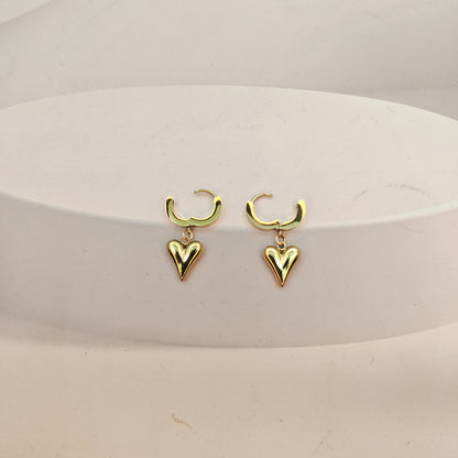 1 Piece Elegant Heart Shape Stamping Plating Stainless Steel 18k Gold Plated Drop Earrings