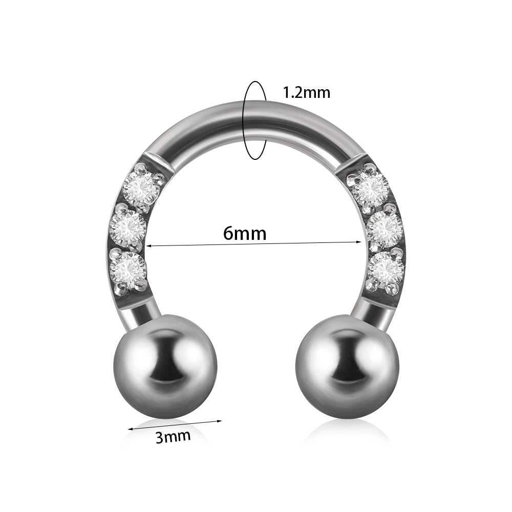 Vacation U Shape Stainless Steel Plating Zircon Nose Ring