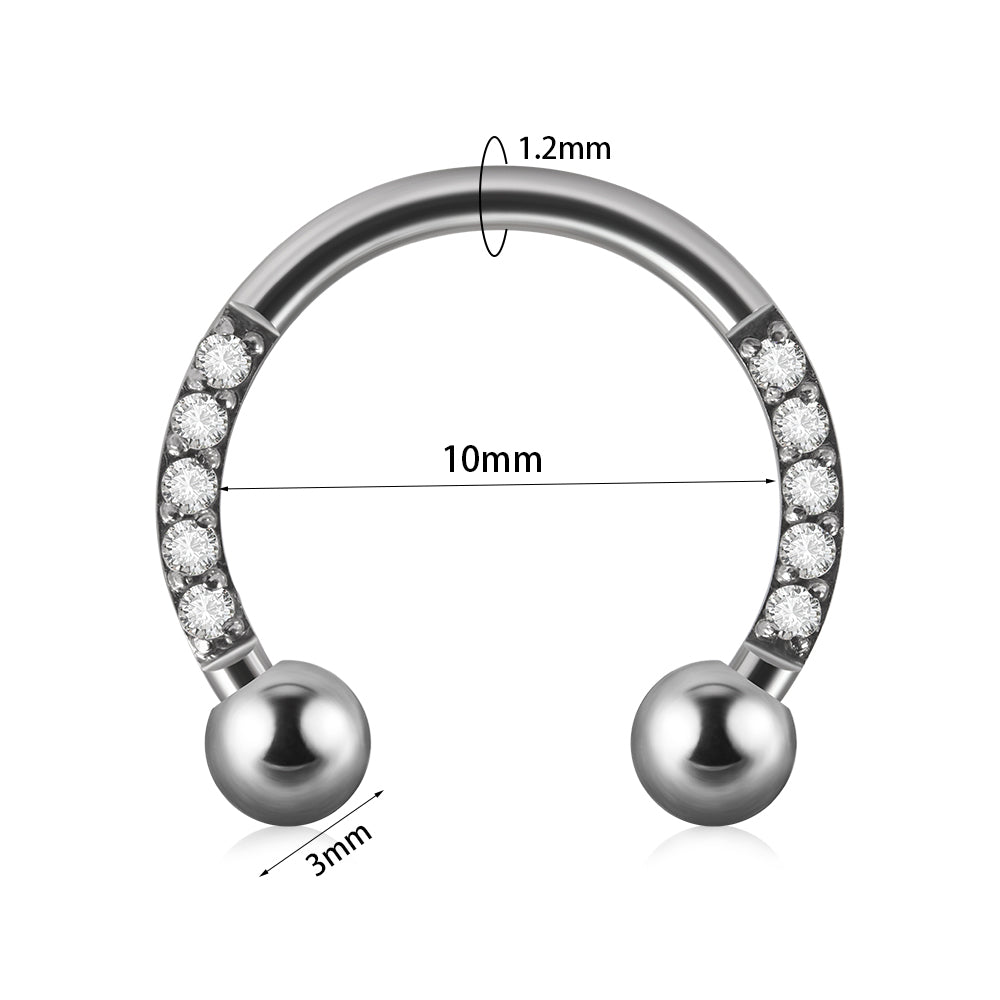 Vacation U Shape Stainless Steel Plating Zircon Nose Ring