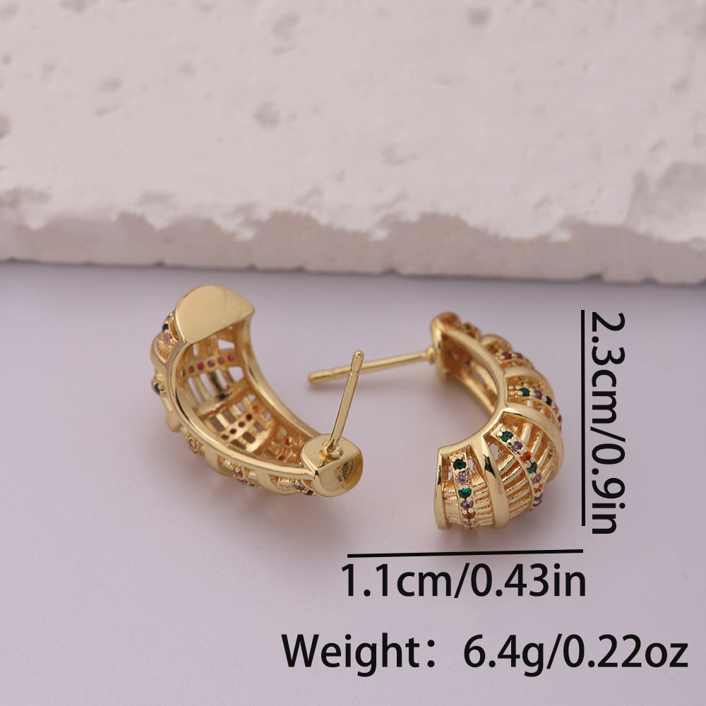 1 Pair Ig Style Hip-hop Streetwear Solid Color Snake Plating Inlay Copper Zircon 18k Gold Plated Silver Plated Earrings