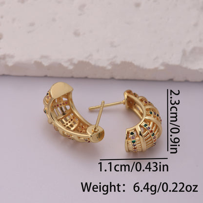 1 Pair Ig Style Hip-hop Streetwear Solid Color Snake Plating Inlay Copper Zircon 18k Gold Plated Silver Plated Earrings