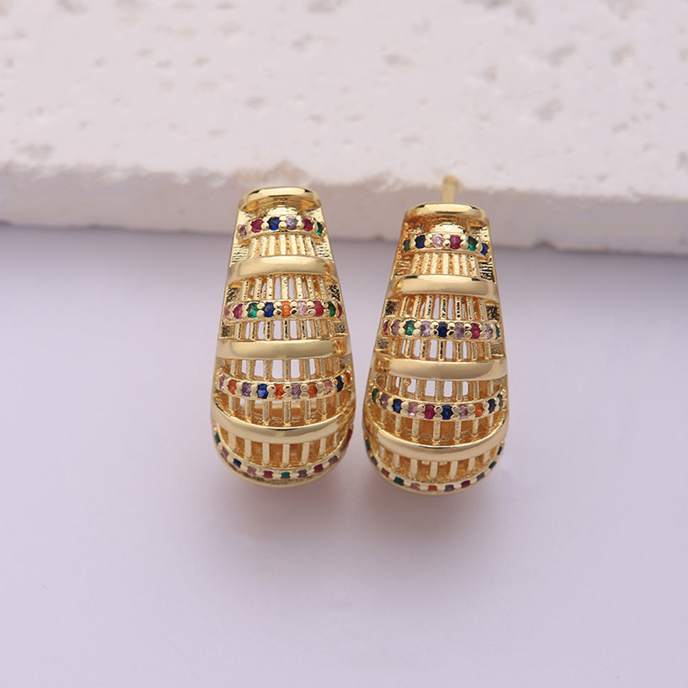 1 Pair Ig Style Hip-hop Streetwear Solid Color Snake Plating Inlay Copper Zircon 18k Gold Plated Silver Plated Earrings