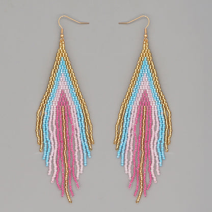 Fashion Geometric Beaded Tassel Earrings