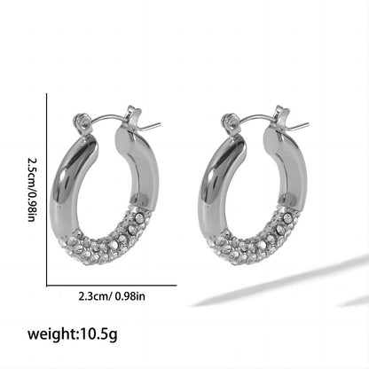 1 Pair Simple Style Commute Circle Polishing Plating Stainless Steel Zircon 18k Gold Plated Earrings