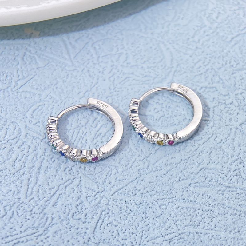 1 Pair Simple Style Round Inlay Sterling Silver Zircon Hoop Earrings