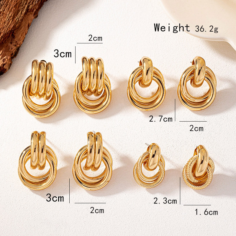 4 Pairs Elegant Glam Simple Style Solid Color Plating Ferroalloy 14k Gold Plated Ear Studs